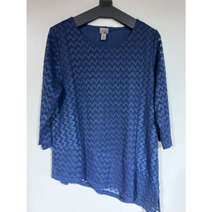 EASYWEAR BY CHICO'S KNIT TUNIC WOMEN'S TOP ASYMMETRICAL HEM 3/4 SLEEVE SZ 2